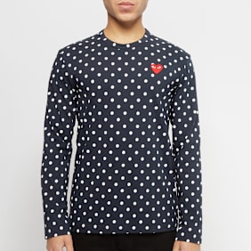 Comme des Garcons Play Play Polka Dot Red Heart T-Shirt blau