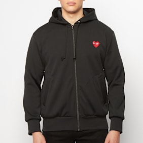 Comme des Garcons Play Play Red Heart Hooded Zip Sweatshirt black