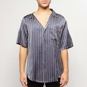 Opening Ceremony Stripes Asym. S/S Shirt cobalt chocolate blue