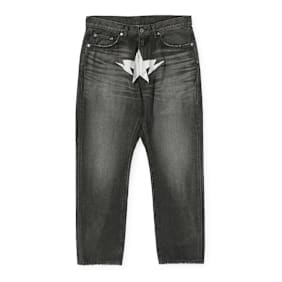 A Bathing Ape Fake Print Sta Loose Fit Denim Pants grau