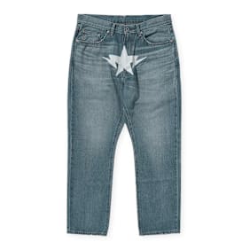 A Bathing Ape Fake Print Sta Loose Fit Denim Pants blau