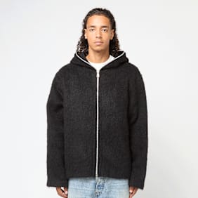 Our Legacy Full Zip Hood Hairy Wool schwarz