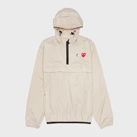 Comme des Garcons Play K-Way Full Zip Jacket Red Emblem beige