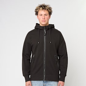 C. P. Company Sweatshirts Hooded Open In Diagonal Raised Fleece zwart
