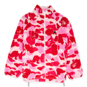 A Bathing Ape ABC Camo Metal One Point Boa Jacket M light pink