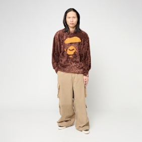A Bathing Ape Ape Face Shaggy Sweater brown