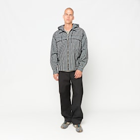 ROA Aair Floweave Printed Check Long Sleeve Hooded Shirt grau
