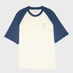 AMI PARIS SS Boxy Fit T-Shirt Ami De Coeur Knitted Patch beige