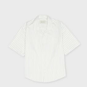 AMI PARIS SS Boxy Shirt Camp Collar Embossed ADC weiß