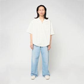 AMI PARIS SS Boxy Shirt Camp Collar Embossed ADC weiß