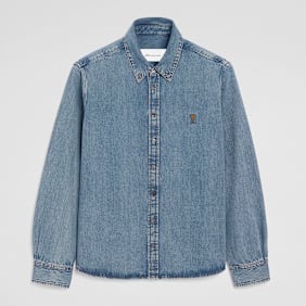 AMI PARIS Constrasted Ami De Coeur Shirt blue