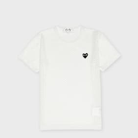 Comme des Garcons Play T-Shirt Red Emblem Mesh Black Heart weiß