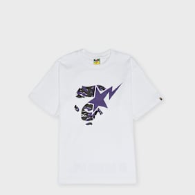 A Bathing Ape Glitch Woodland Camo Ape Face Sta Tee M weiß
