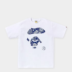 A Bathing Ape Japanese Indigo Art Camo Ape Face Tee weiß