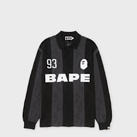 A Bathing Ape Sta Stripe Pattern Jacquard Multi Logo Relaxed Fit LS schwarz