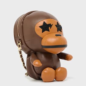A Bathing Ape Baby Milo Plush Doll Shoulder Bag L brown