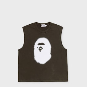 A Bathing Ape Heavy Wash Ape Head Cropped Fit Tank Top brown