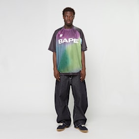 A Bathing Ape Tie Dye Sta Stripe Pattern Football Jersey Tee multicolor