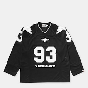 A Bathing Ape Line Camo Multi Logo Cropped Fit Football Jersey schwarz