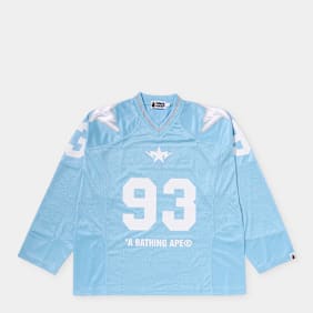 A Bathing Ape Line Camo Multi Logo Cropped Fit Football Jersey blau