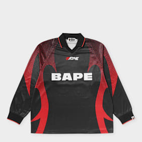 A Bathing Ape Ape Flame Monogram Jacquard Logo Football Jersey schwarz