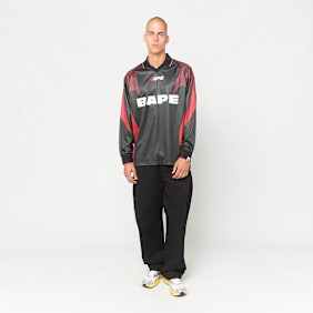 A Bathing Ape Ape Flame Monogram Jacquard Logo Football Jersey schwarz