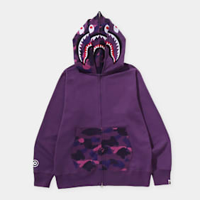 A Bathing Ape Color Camo Shark Full Zip Double Hoodie lila
