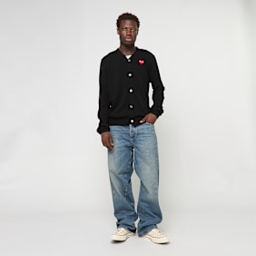 Comme des Garcons Play V-Neck Cardigan Red Emblem zwart