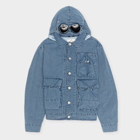 C. P. Company 50 Fili Indigo Bleached Goggle Denim Jacket blau