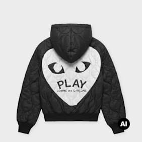 Comme des Garcons Play Black Emblem Black Heart Hoodie schwarz