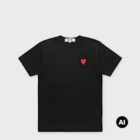 Comme des Garcons Play T-Shirt Double Red Emblem schwarz