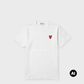 Comme des Garcons Play T-Shirt Double Red Emblem weiß