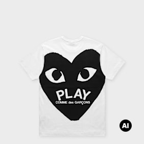 Comme des Garcons Play T-Shirt Black Emblem weiß