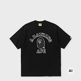 A Bathing Ape Hand Drawn Outline College Relaxed Fit Tee black