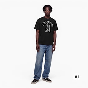 A Bathing Ape Hand Drawn Outline College Relaxed Fit Tee zwart