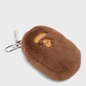 A Bathing Ape Aped Head Faux Fur Keychain brown