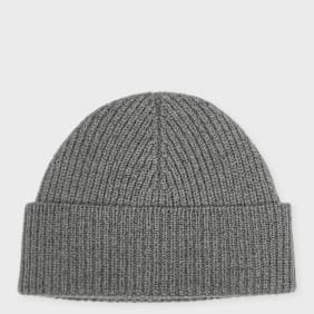 AMI PARIS Beanie With Contrasted Ami De Coeur grey