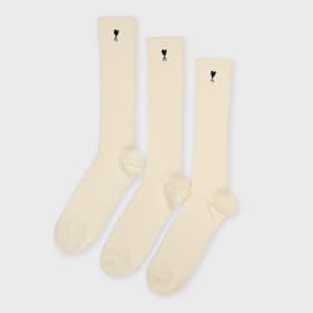 AMI PARIS Pack Three Ami De Coeur Embroidery Socks beige