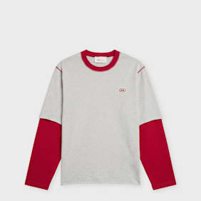 AMI PARIS Double Sleeves LS Ami Couclette Oval Patch grijs