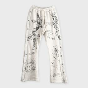 Hellstar Grafitti Mirror Face Sweatpants Beige
