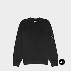 C. P. Company Brushed And Emerized Diagonal Fleece Crewneck schwarz