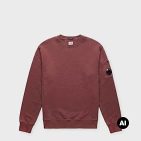 C. P. Company Brushed And Emerized Diagonal Fleece Crewneck rot