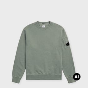 C. P. Company Brushed And Emerized Diagonal Fleece Crewneck groen