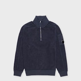 C. P. Company Sweatshirt Polo Collar Brushed blauw