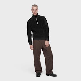 C. P. Company Sweatshirt Polo Collar Brushed Schwarz