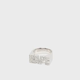 A Bathing Ape Bape Logo Ring Silver Rhinestone silber