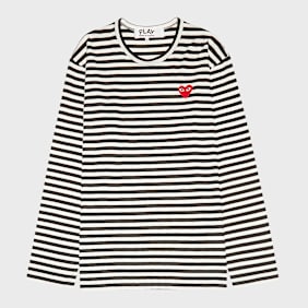 Comme des Garcons Play&nbsp; Play Red Heart Striped Long Sleeve T-Shirt noir