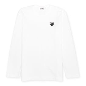 Comme des Garcons Play Play Black Heart Long Sleeve T-Shirt blanc