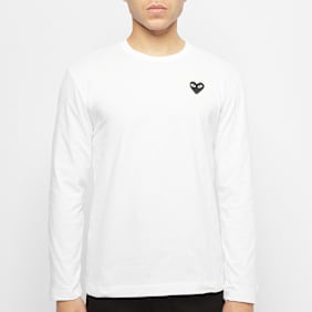 Comme des Garcons Play Play Black Heart Long Sleeve T-Shirt blanc