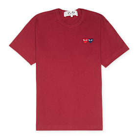 Comme des Garcons Play Play Double Heart T-Shirt rouge